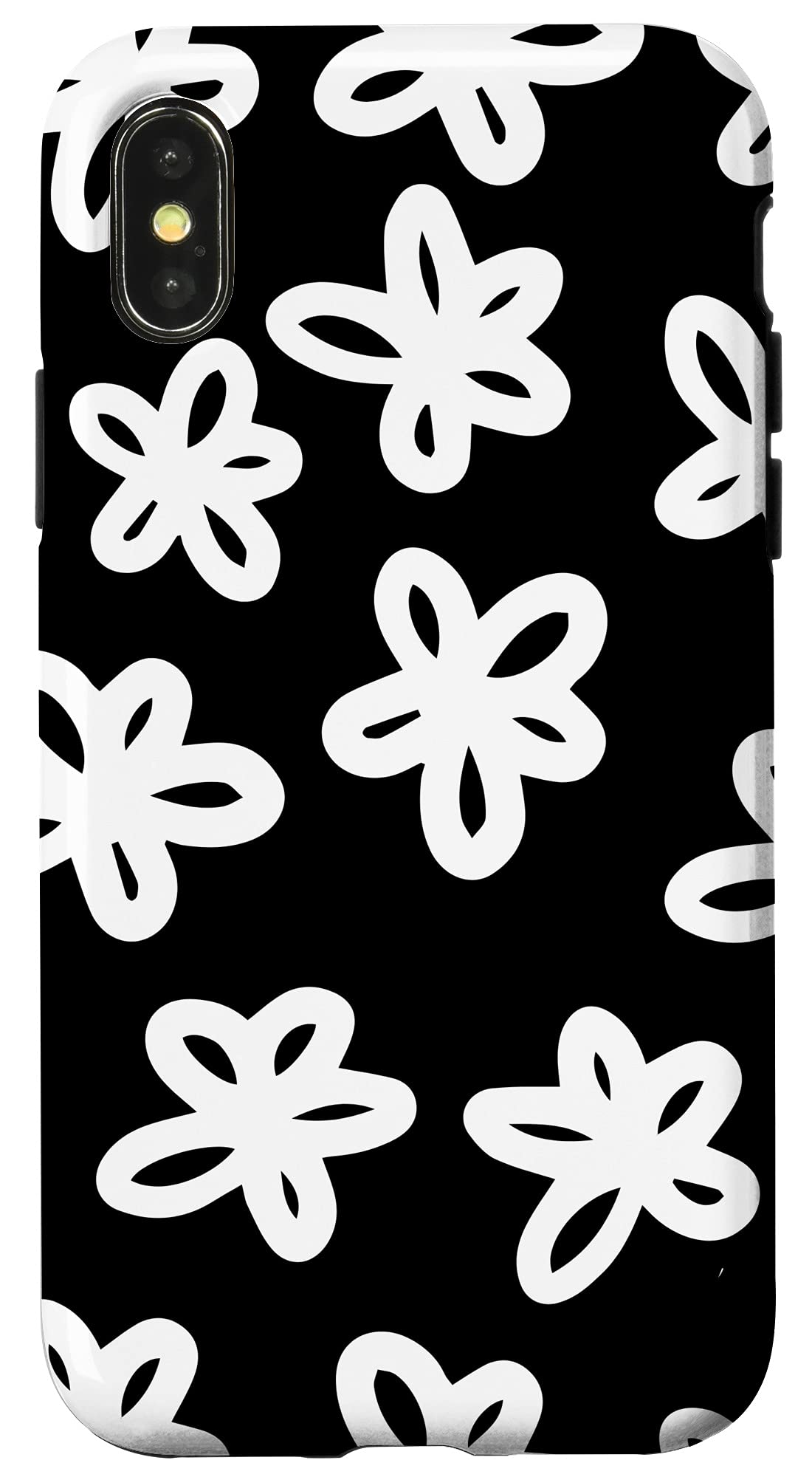 iPhoneアクセサリー OFF-WHITE Flowers iPhone X Case Black Amazon.com: iPhone X/XS Black and White Flower Pattern Cute